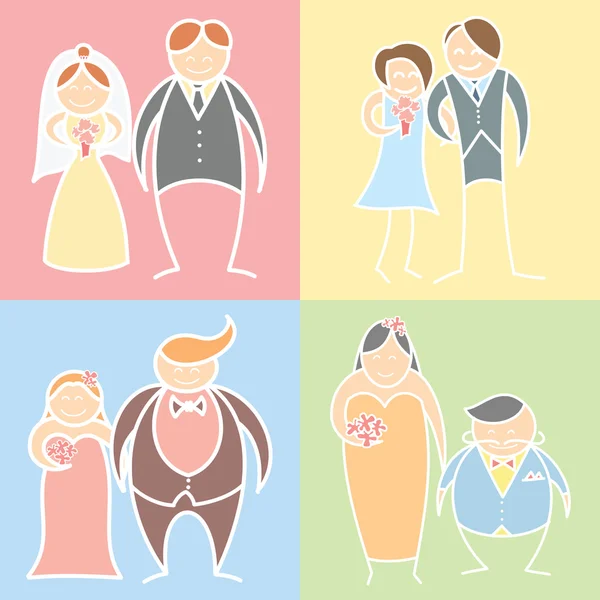 Set of wedding couples — Stock Vector