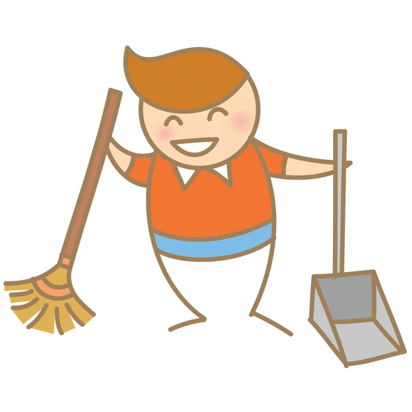 Pojke gillar att göra hushållsarbete — Stock vektor