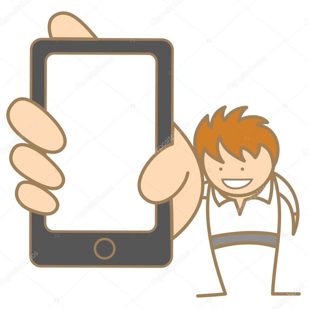 Hombre mostrando mensaje por teléfono celular — Archivo Imágenes