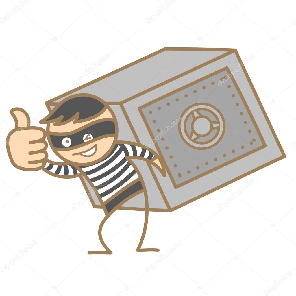 Burglar carrying money box