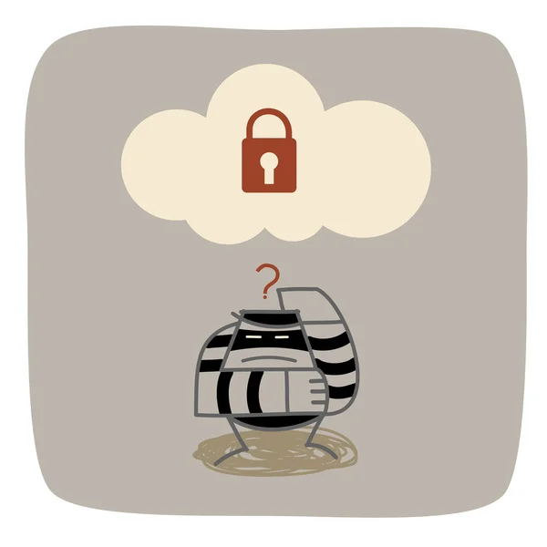 Zloděj si plete na cloud computingu, bezpečnost — Stockový vektor