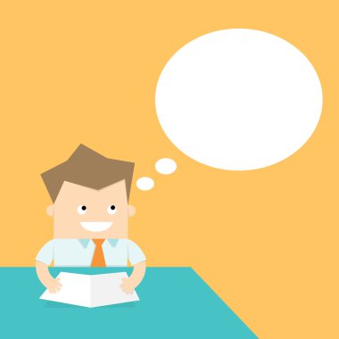 İş adamı mutlu düşünce ve hayal