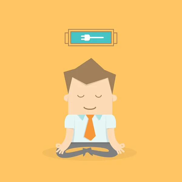 Business man meditating — Stock Vector