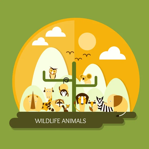 Wildlife animals protection and conservation — Stock Vector