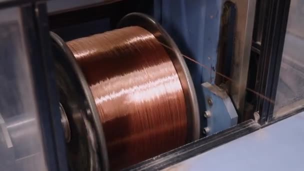 Dentro de la nueva fábrica de fabricación de cable eléctrico. Producción de cables — Vídeos de Stock