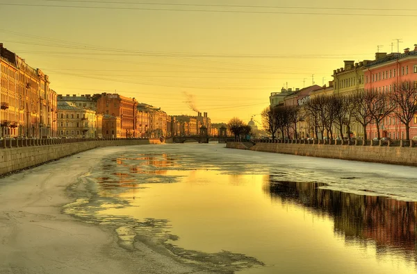 City embankment in winter sunny day — Stock Photo, Image