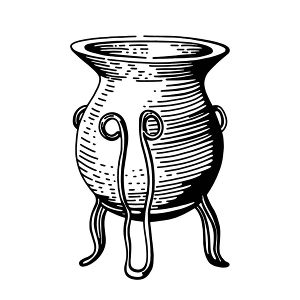 Illustration avec thé mat en calebasse et bombilla et yerba maté plante, illustration vectorielle, isolé — Image vectorielle