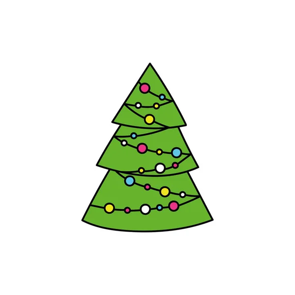 Vector cartoon colored Christmas tree, isolated icon — Stock Vector