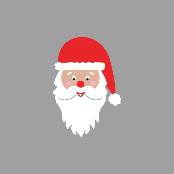 Colorido vector Santa Claus icono. Cara de Santa Claus en diseño plano. Tarjeta de Navidad plantilla — Archivo Imágenes Vectoriales