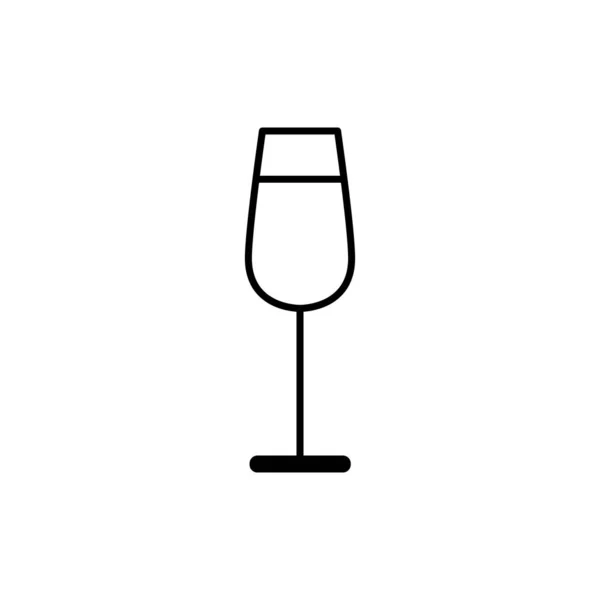 ワイングラスシャンパンのベクトル線型アイコン — ストックベクタ