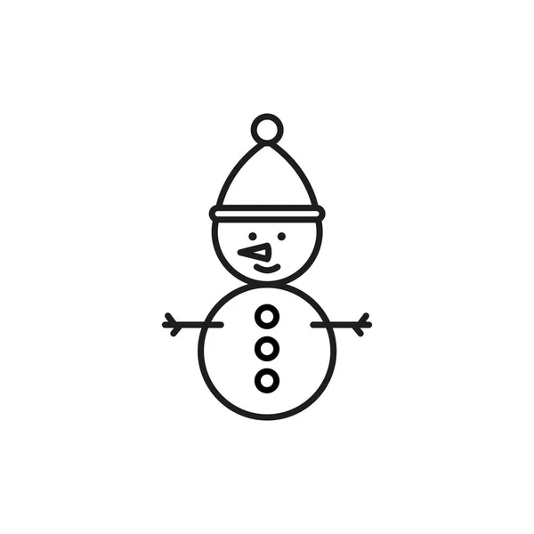 Щасливий Зимовий Сніговик Капелюхом Шарфом Лінії Мистецтва Векторна Іконка Додатків — стоковий вектор