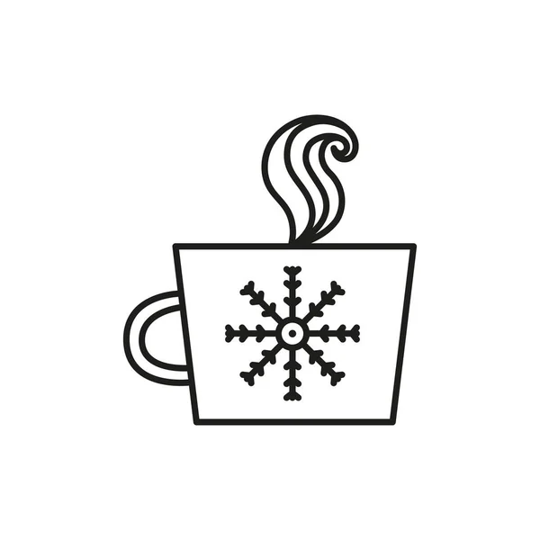 ホットドリンク手描きアウトラインドアアイコンのクリスマスマグカップ 白い背景に隔離されたコーヒーマグカップベクトル — ストックベクタ