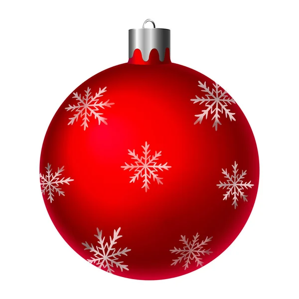 Vector Kerst Bal Rood Realistisch Geïsoleerd Witte Achtergrond — Stockvector