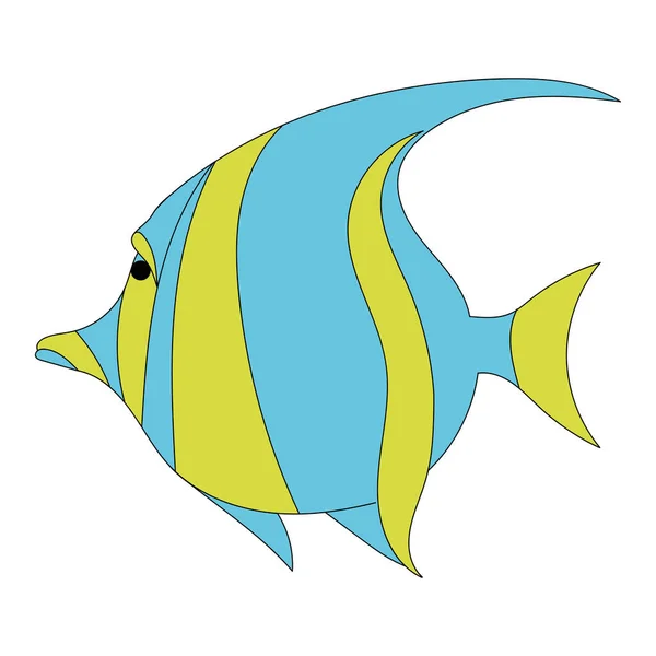 Ikan tropis vektor dengan pola, warna terisolasi - Stok Vektor