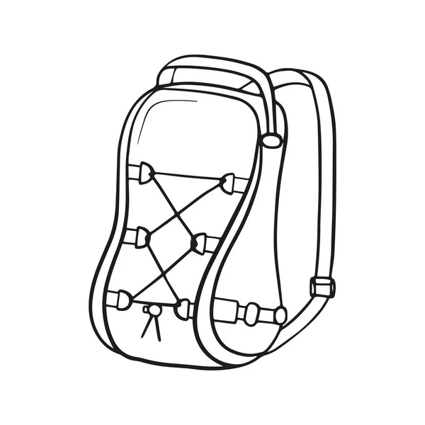 Camping Bag Outline Vector Travel Backpack Hiking Backpack Doodle Tourist — Stock Vector