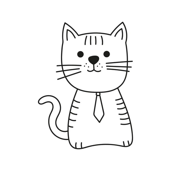 Desenho animado vetor desenhado doodle gato, bonito e engraçado, isolado —  Vetores de Stock