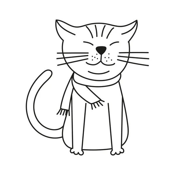 Desenho animado vetor desenhado doodle gato, bonito e engraçado, isolado —  Vetores de Stock