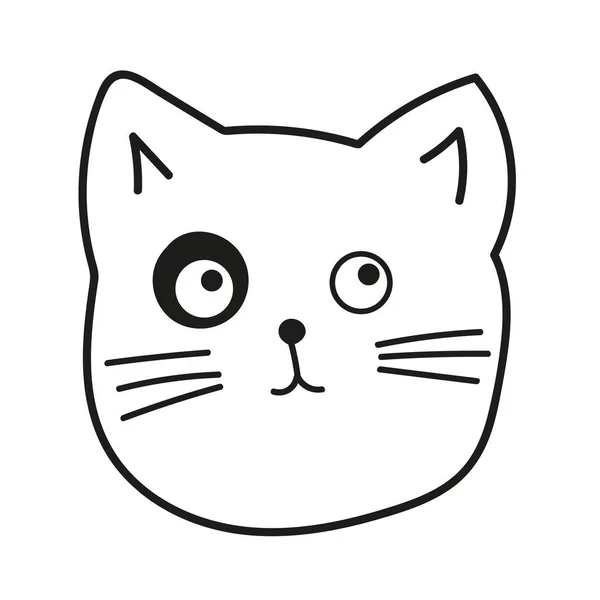 Vector de dibujos animados dibujado doodle gato cabeza, lindo y divertido, aislado — Archivo Imágenes Vectoriales