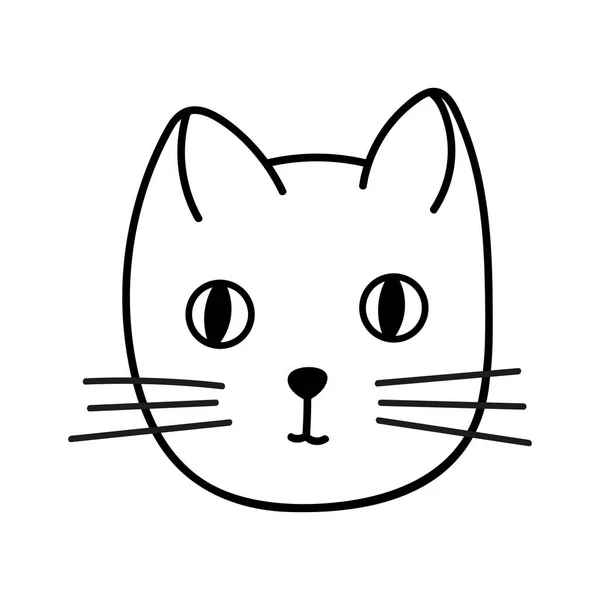 Vector de dibujos animados dibujado doodle gato cabeza, lindo y divertido, aislado — Archivo Imágenes Vectoriales