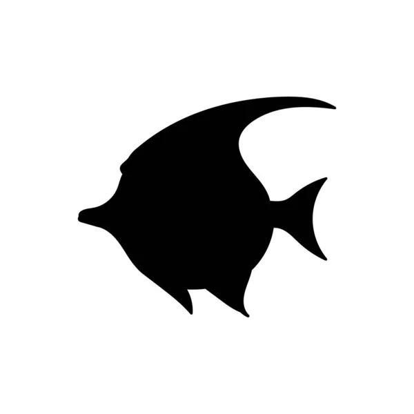 Silhouette vectorielle d'un poisson tropical, icône noire isolée — Image vectorielle