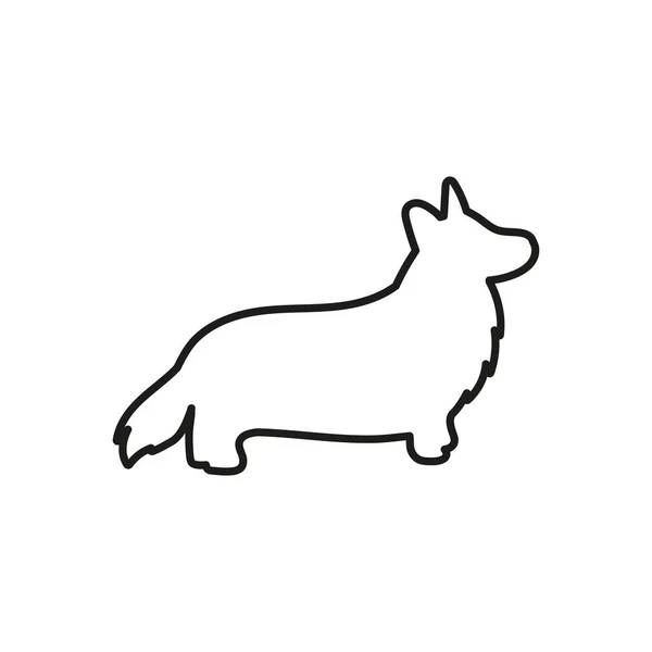 Vectorcontour silhouet van een Welshe corgi, silhouet van een hond geïsoleerd — Stockvector