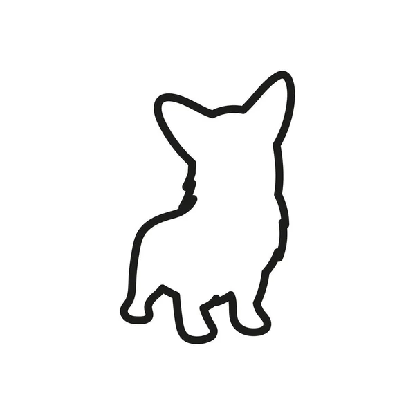 Vectorcontour silhouet van een Welshe corgi, silhouet van een hond geïsoleerd — Stockvector