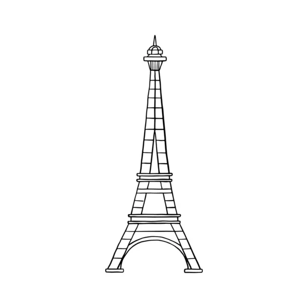Vector Illustration Eiffel Tower Black White Sketch Style — 图库矢量图片
