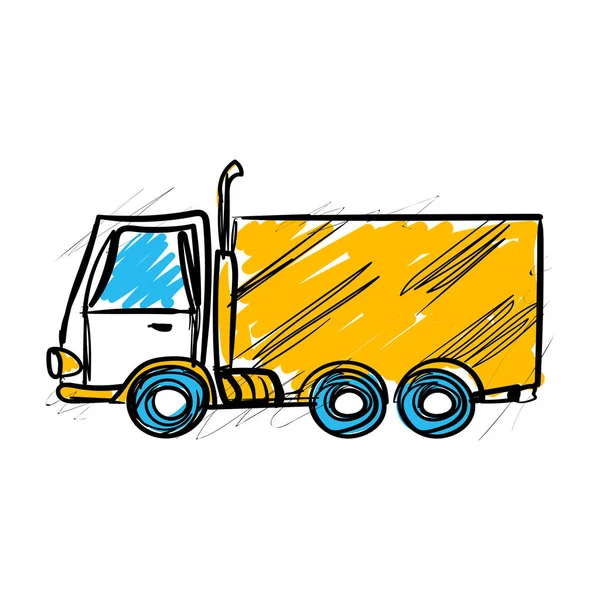 Ikona Wektora Ciężarówki Rysunek Liniowy Izolowany Białym Tle — Wektor stockowy