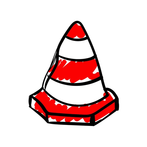 Isolated Construction Traffic Cone Icon Vector Doodle — Wektor stockowy