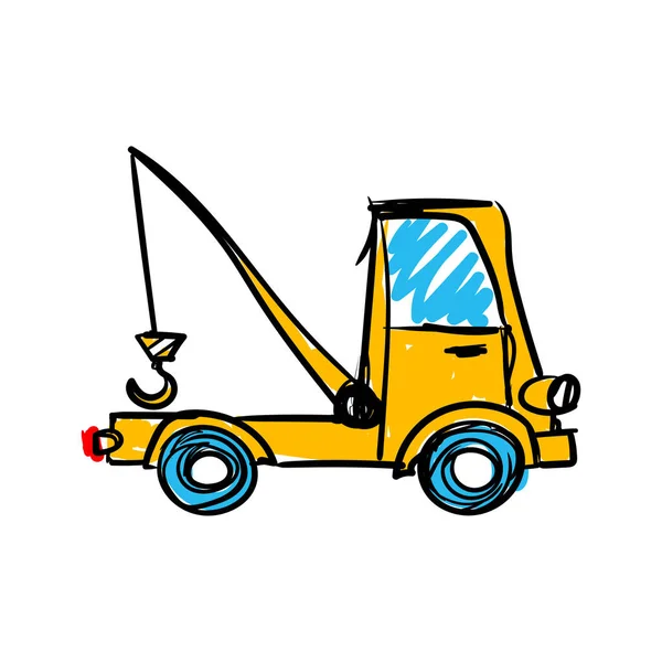 Truck Crane Icon Black Vector Illustration Isolated White Background — Vetor de Stock