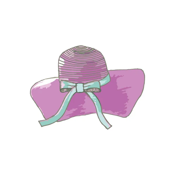 Doodle Woman Hat Bow Excellent Vector Illustration — 图库矢量图片