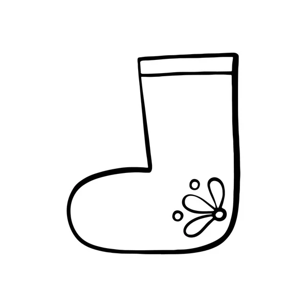 Zapatos tradicionales rusos Valenki. ilustración vectorial dibujada a mano en estilo Doodle. Botas de fieltro, Calzado invierno — Vector de stock