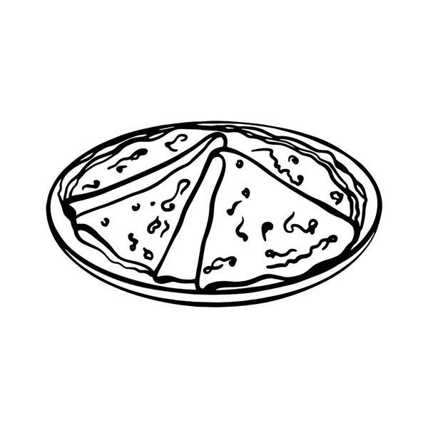 Vector doodle pictogram plaat met pannenkoeken, maslenitsa in Rusland — Stockvector