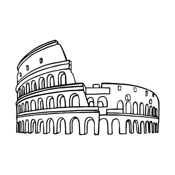 Tekening van Coliseum, Colosseum illustratie in Rome, Italië. Vectorillustratie zwart-wit — Stockvector