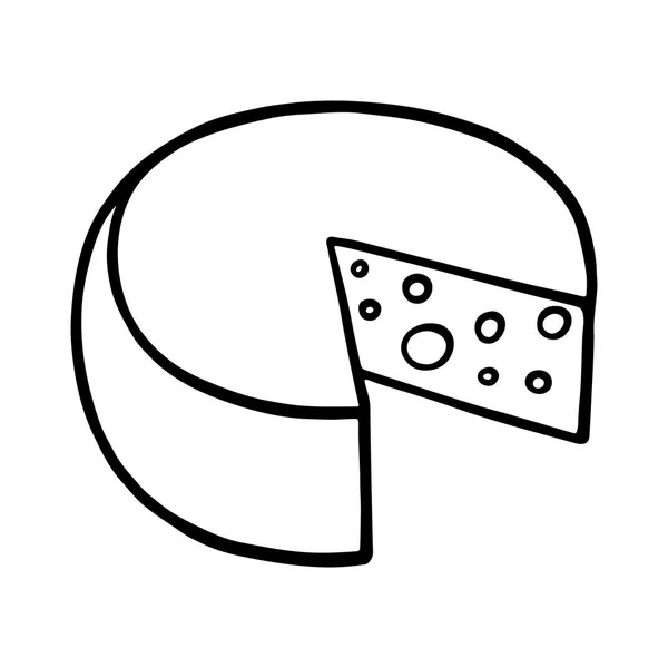 Vector doodle icoon kaaskop, gesneden stuk. Italiaanse keuken, toeristisch symbool — Stockvector