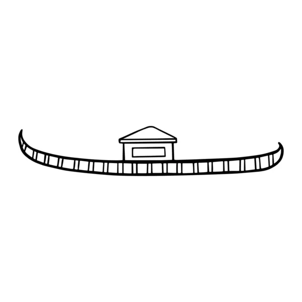 Icono de Góndola Silueta. Venecia barco vector gráfico pictograma símbolo. Doodle Bosquejo Signo Negro — Vector de stock