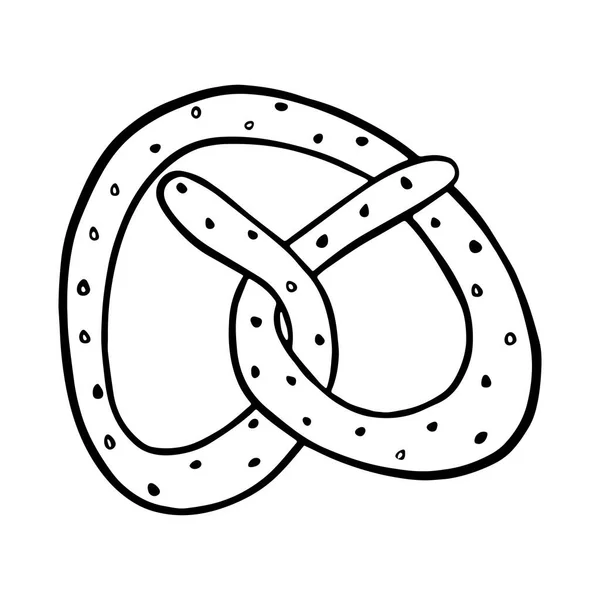 Pretzel in simple doodle style. Vector illustration isolated on white background — Stock Vector