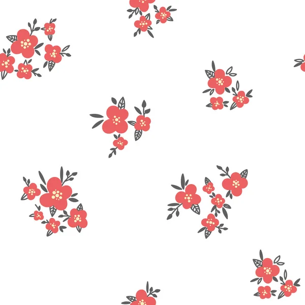 Ανθισμένα Floral μοτίβο στο ανθισμένο βοτανικό Motifs διάσπαρτα τυχαία. Απρόσκοπτη διανυσματική υφή. Εκτύπωση με στυλ στο χέρι — Διανυσματικό Αρχείο