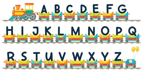 Alphabet train pour enfant dans le style dessin animé. — Image vectorielle