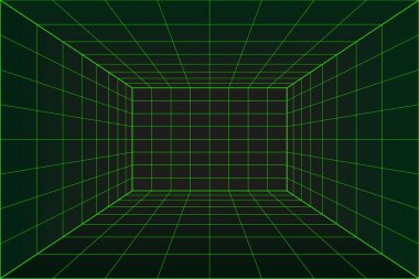 Matris biçiminde 3d Izgara perspektif odası.