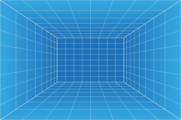 Grid perspective blueprint room — Stock Vector