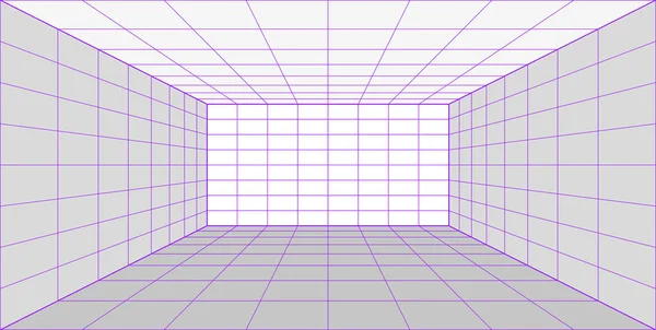 3d Grid perspective room in technology style. — Stock Vector