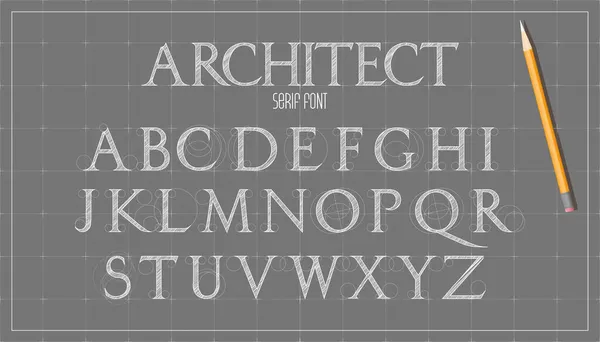 Blueprint architecture lettertype. — Stockvector