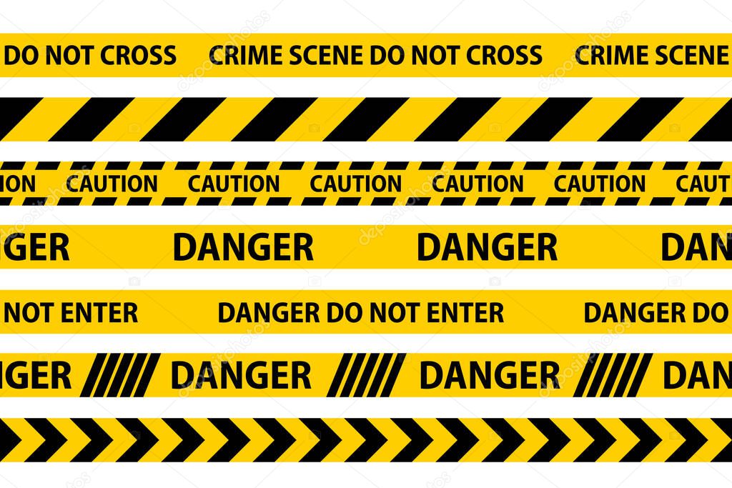 Danger, caution and warning seamless tapes.
