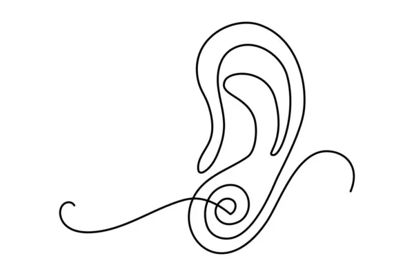 Людське вухо безперервний малюнок однієї лінії . — стоковий вектор