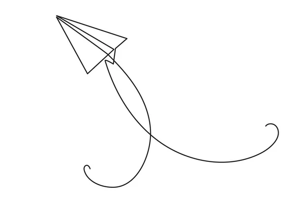 Kağıt düzlem sürekli bir çizgi çizim — Stok Vektör
