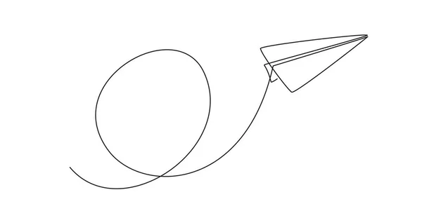 Kağıt düzlem sürekli bir çizgi çizim — Stok Vektör
