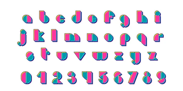 Bauhaus 90s 80s Style Geometric Font - Stok Vektor