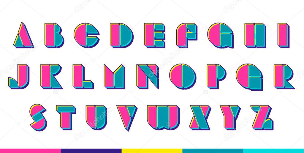 90s 80s Style Geometric Font. Bauhaus Modern Typography. Font for events, promotions, logos, banner, monogram and poster