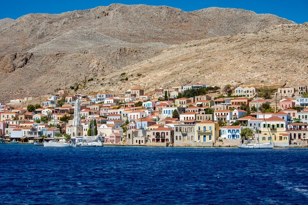 Beautiful Chalki Town Center Chalki Island Dodecanese — стоковое фото